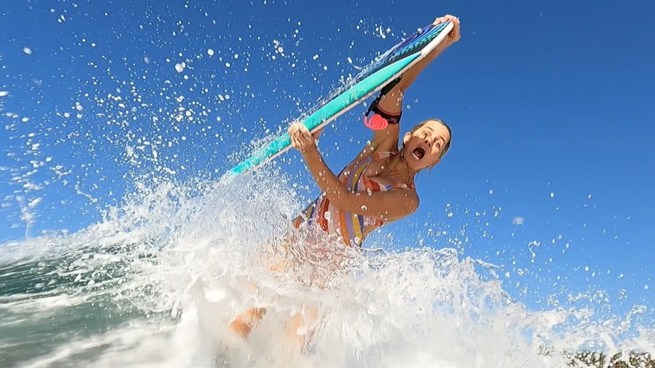 Jay and Vicki Reale bodyboarding El Salvador