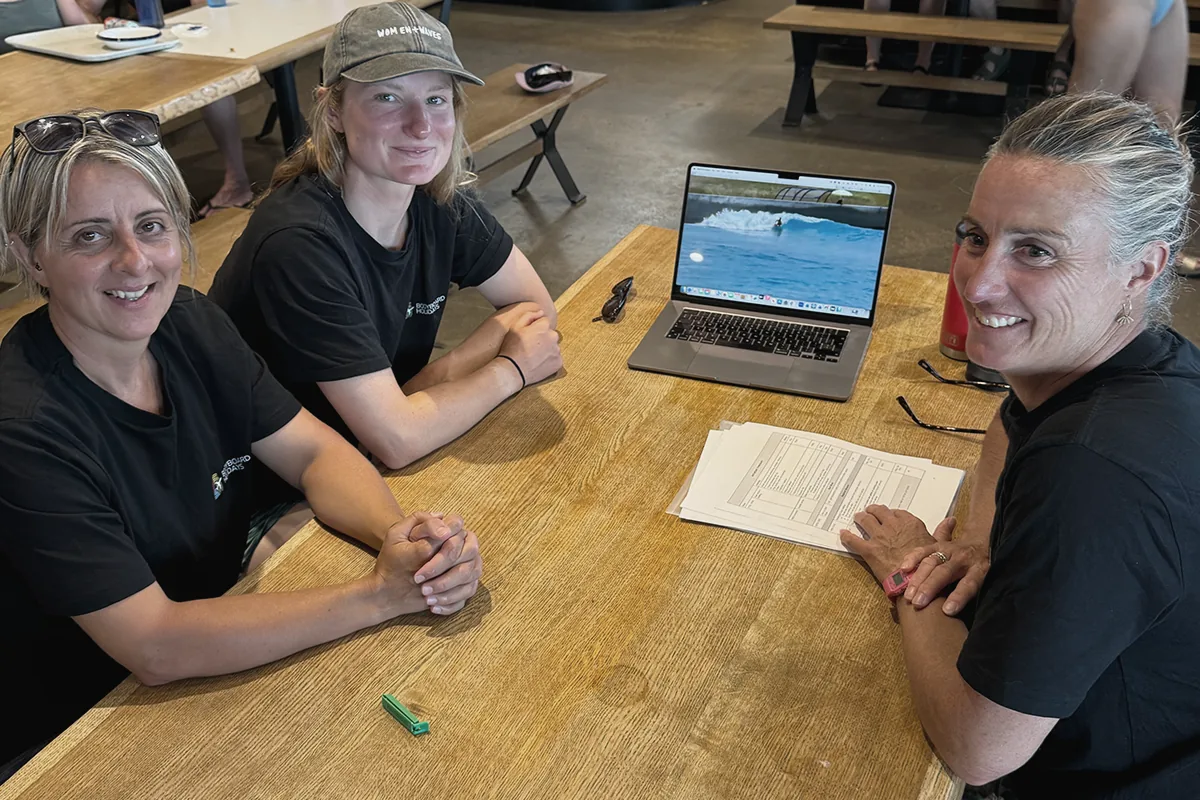 Bodyboard Holidays coaches reviewing waves at The Wave
